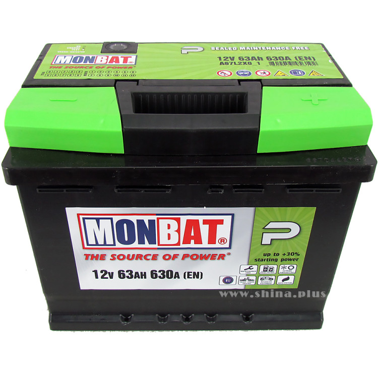 АКБ 63Ah Monbat A67L2XO (о.п+) 630A 12V низкий