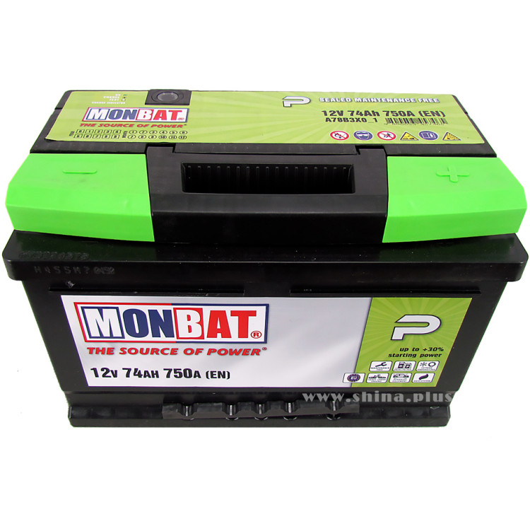 АКБ 74Ah Monbat A78B3XO (о.п+) 750A 12V низкий корпус