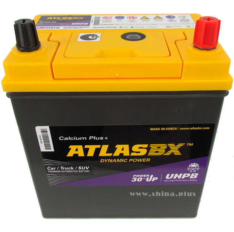 АКБ 45Ah Atlas BX UHPB (UMF55B19L)  (о.п+) 400А 12V тонкие клемма