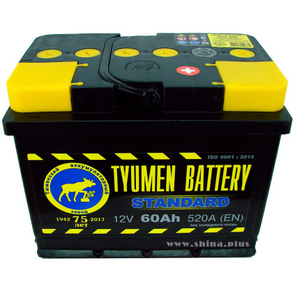 АКБ 60Ah Тюменский "Лось" Standart (о.п+) 520А(EN) 12V