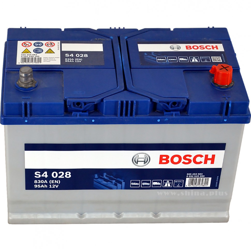 АКБ 95Ah BOSCH S4 028 (595 404 083) (о.п+) 830А(EN) 12V Азия