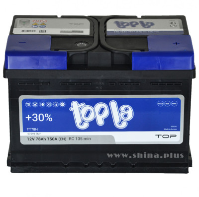 АКБ 78Ah Topla Top TT78H 57549 SMF (118678) (о.п+) (EN) 750А12V