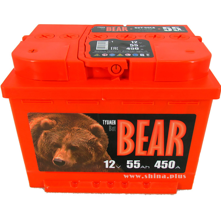 АКБ 55Ah Тюм. медведь оранжевый (+п.п.) 450А(EN) 12V