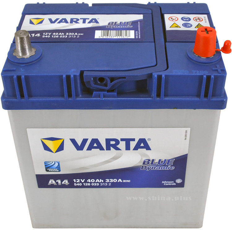 АКБ 40Ah Varta 540 126 033 Blue dynamic "A14" Азия (о.п+) 330А 12V узкие клемма