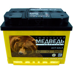 АКБ 62Ah Тюм. медведь черный (о.п.+) 560А 12V